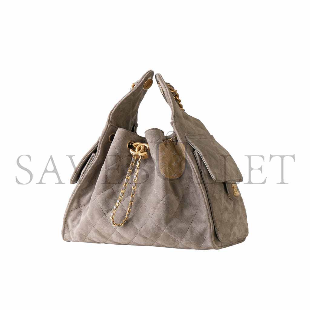 CHANEL  25C SUEDE POCKET HOBO BAG (30*26*14cm) 