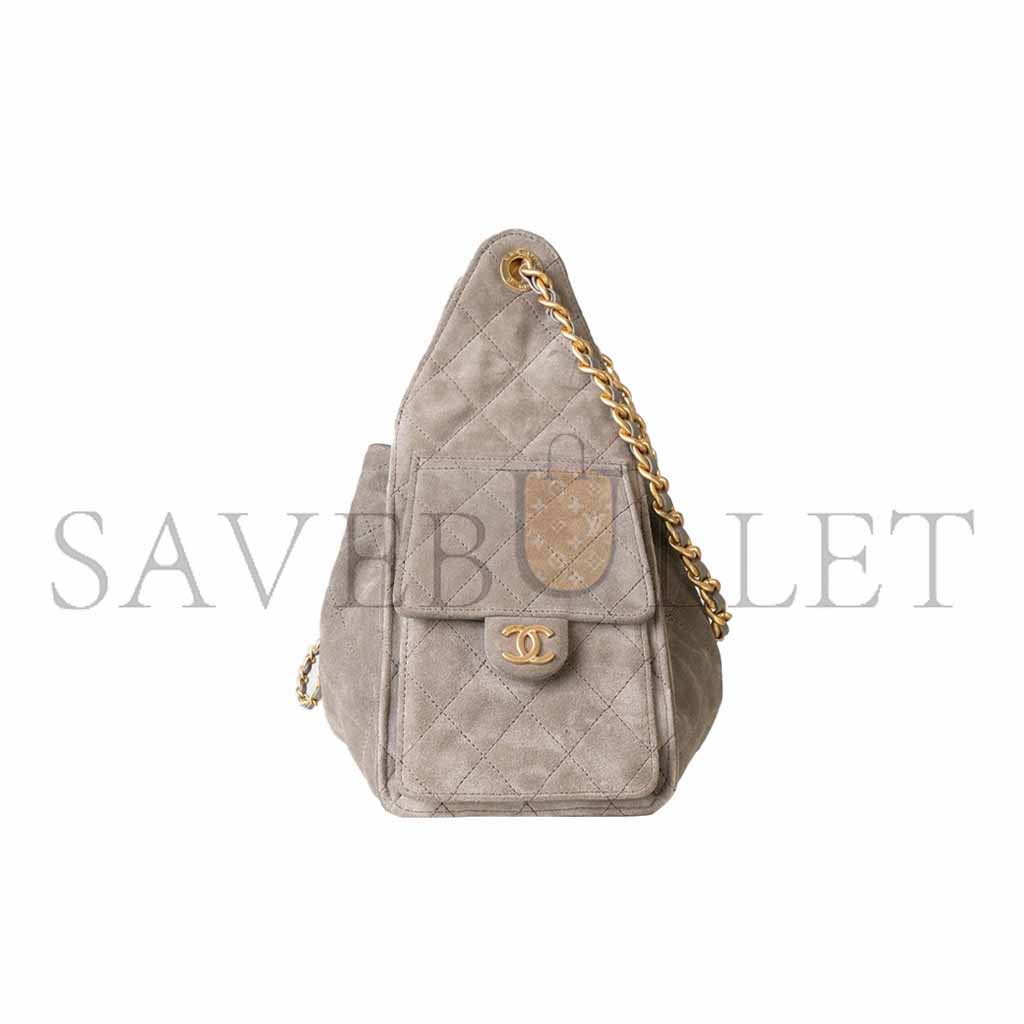 CHANEL  25C SUEDE POCKET HOBO BAG (30*26*14cm) 