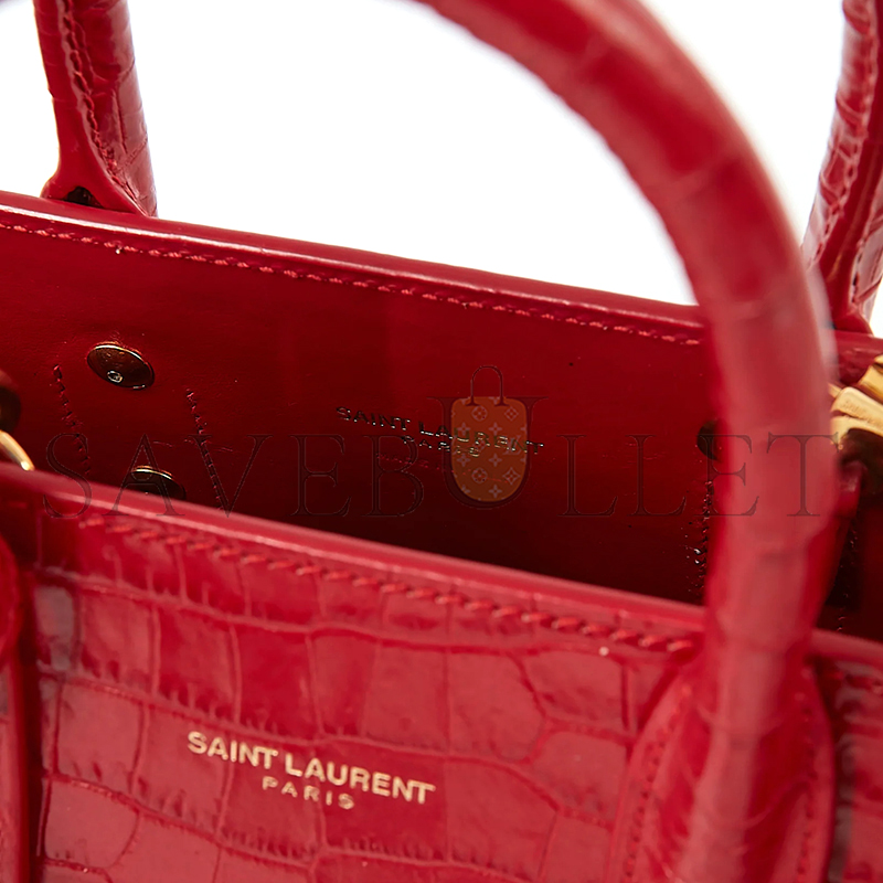YSL RED CROC EMBOSSED NANO SAC DE JOUR BAG 421863 (26*20.5*12.5cm)