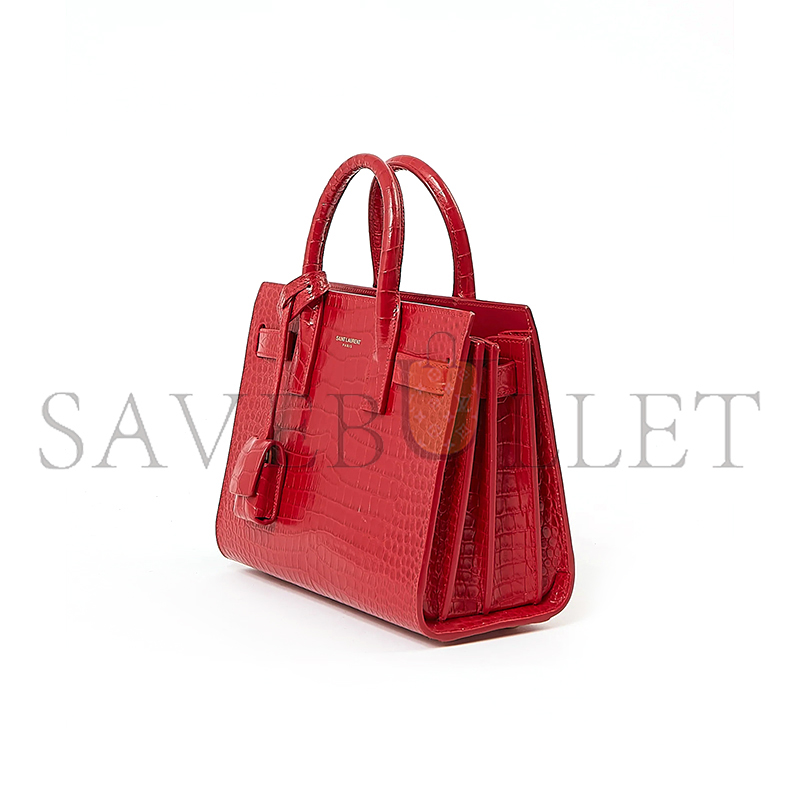 YSL RED CROC EMBOSSED NANO SAC DE JOUR BAG 421863 (26*20.5*12.5cm)