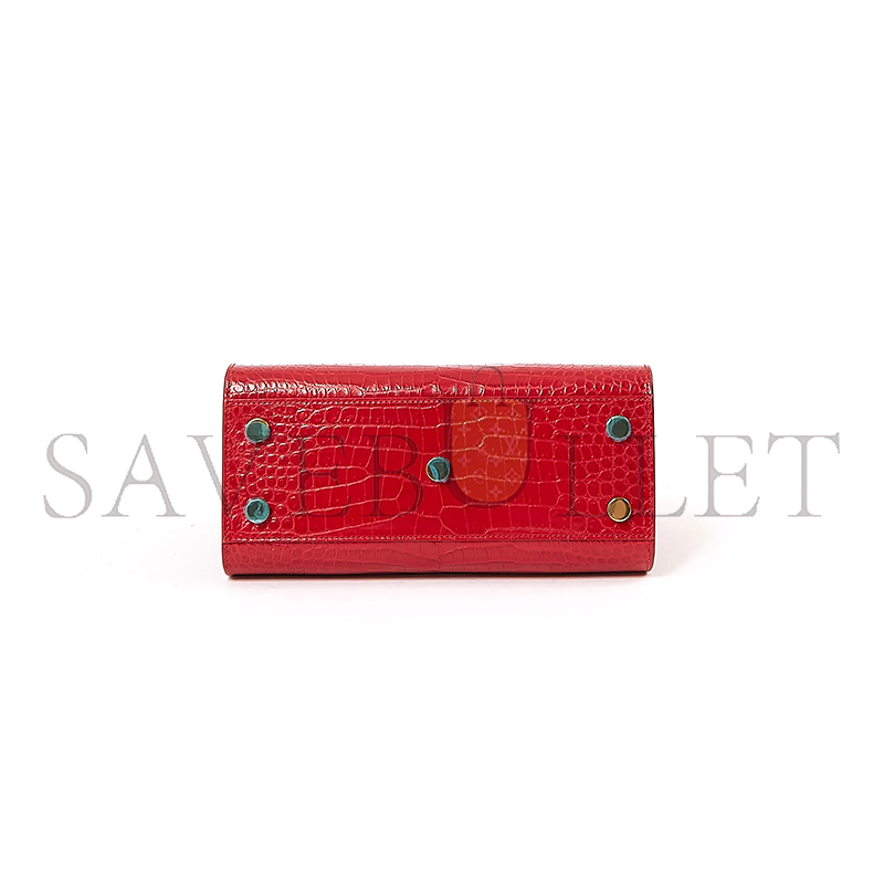 YSL RED CROC EMBOSSED NANO SAC DE JOUR BAG 421863 (26*20.5*12.5cm)