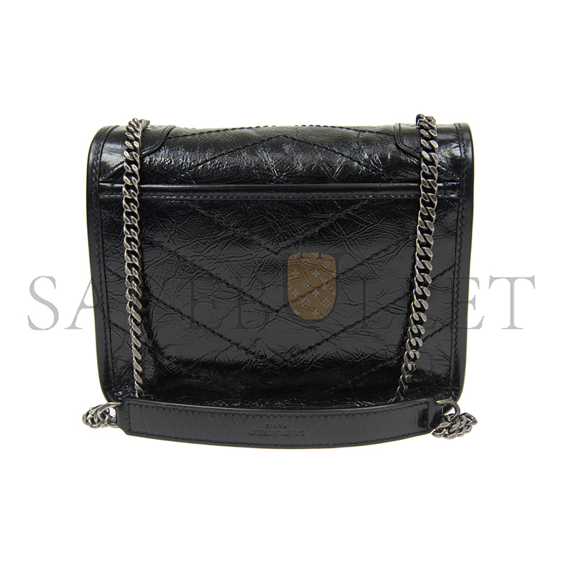 YSL NIKI MINI SHOULDER BAG IN CRINKLED VINTAGE LEATHER 5831030EN041000 (18.5*15*5cm)