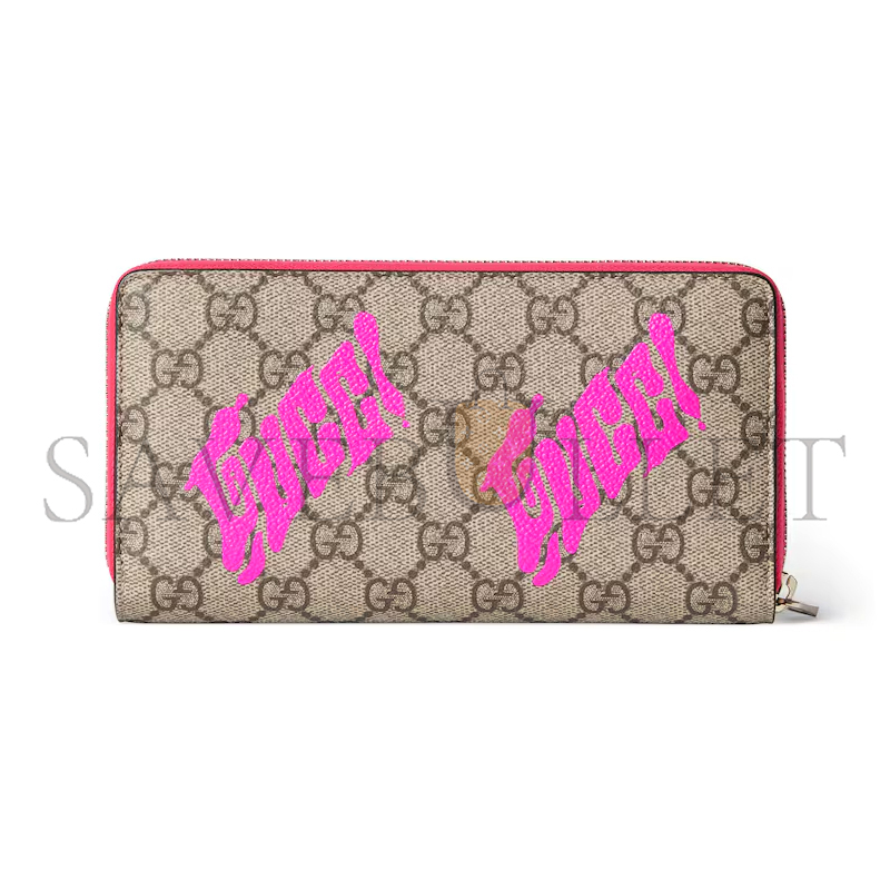 GUCCI BI-COLOR ZIP AROUND WALLET WITH PRINT ‎‎835324 (19*10.5*2.5cm)
