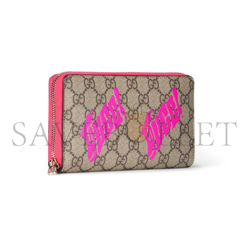 GUCCI BI-COLOR ZIP AROUND WALLET WITH PRINT ‎‎835324 (19*10.5*2.5cm)