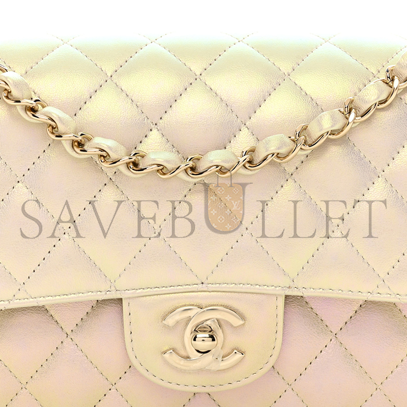 CHANEL IRIDESCENT LAMBSKIN QUILTED MEDIUM DOUBLE FLAP 1404212 (25*15*6cm)