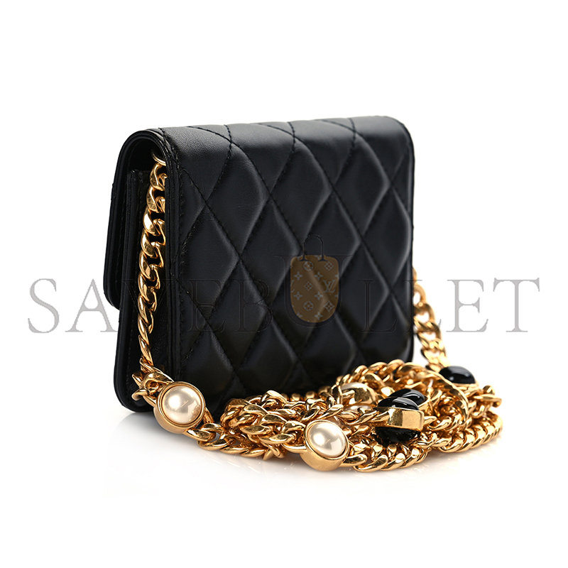 CHANEL MINI CC FLAP RESIN PEARL WITH CHAIN 1099296 (15*10*7cm)