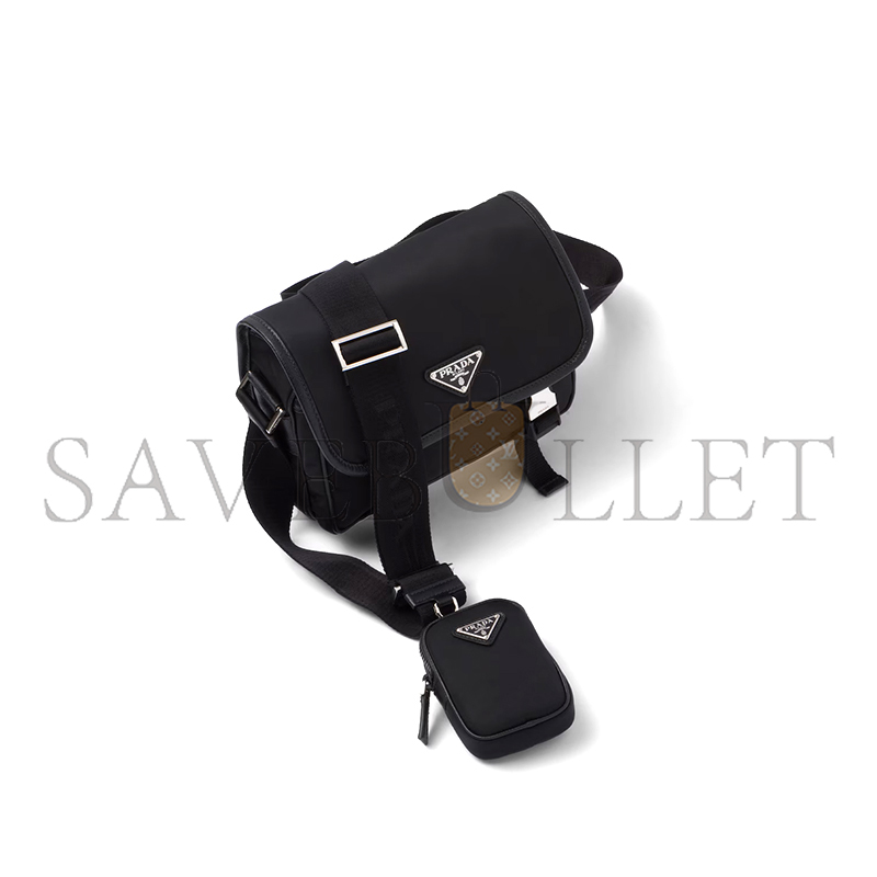 PRADA RE-NYLON AND SAFFIANO LEATHER SHOULDER BAG 2VD034 (22*16*8.5cm) PRADA RE-NYLON AND SAFFIANO LEATHER SHOULDER BAG 2VD034 (22*16*8.5cm)