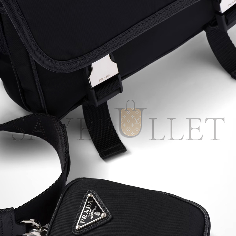 PRADA RE-NYLON AND SAFFIANO LEATHER SHOULDER BAG 2VD034 (22*16*8.5cm) PRADA RE-NYLON AND SAFFIANO LEATHER SHOULDER BAG 2VD034 (22*16*8.5cm)
