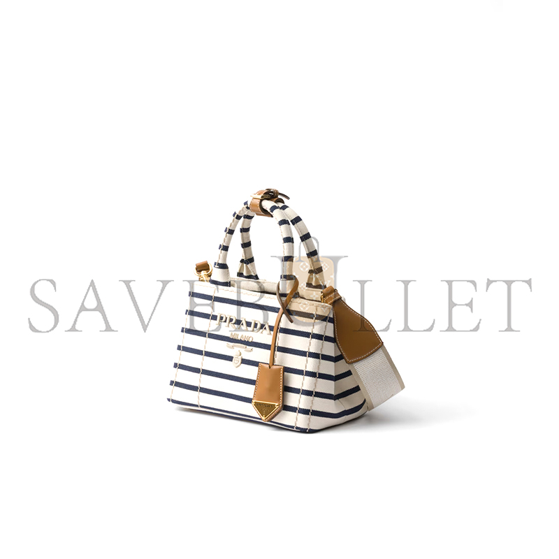 PRADA JARDINIÈRE STRIPED COTTON CANVAS MINI BAG 1BA038 (22*15*13cm) PRADA JARDINIÈRE STRIPED COTTON CANVAS MINI BAG 1BA038 (22*15*13cm)