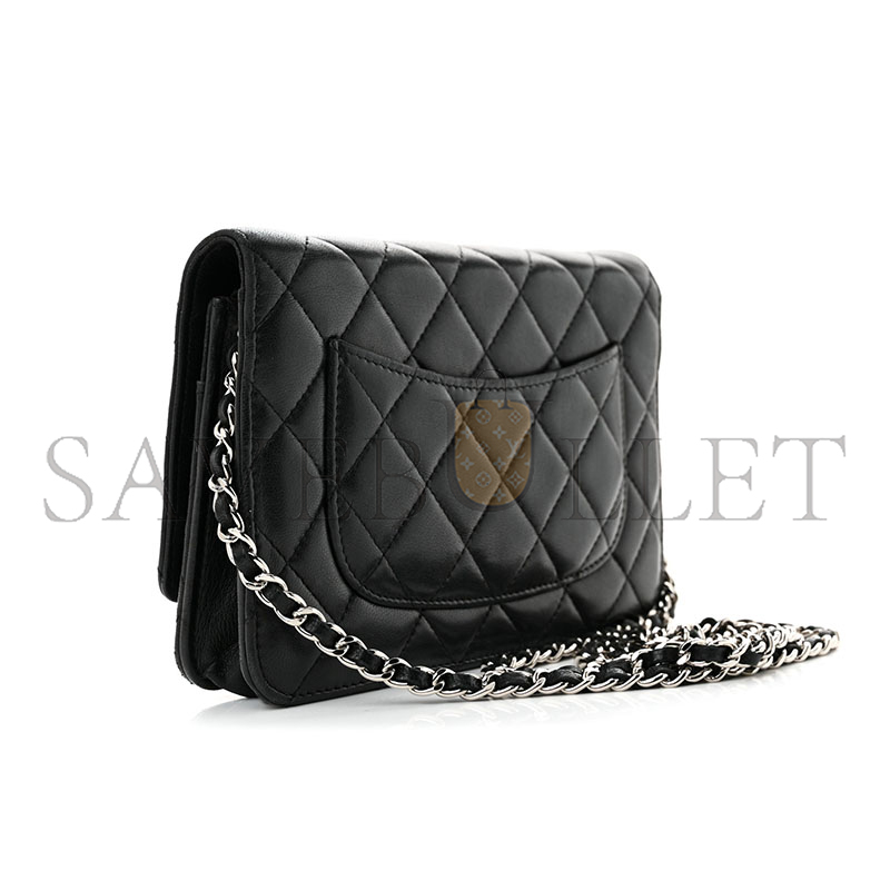 CHANEL LAMBSKIN QUILTED WALLET ON CHAIN WOC 1597447 (19*13*4cm)