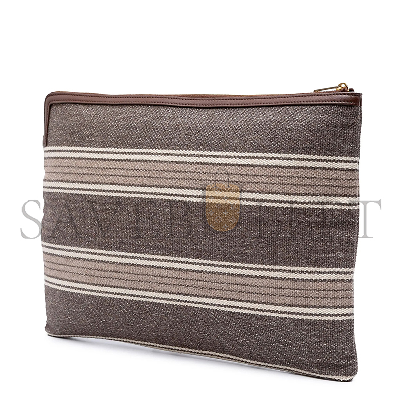 CELINE LARGE CLUTCH IN TRIOMPHE STRIPES AND CALFSKIN 10B802BQ5.38NU (34*23.5cm)