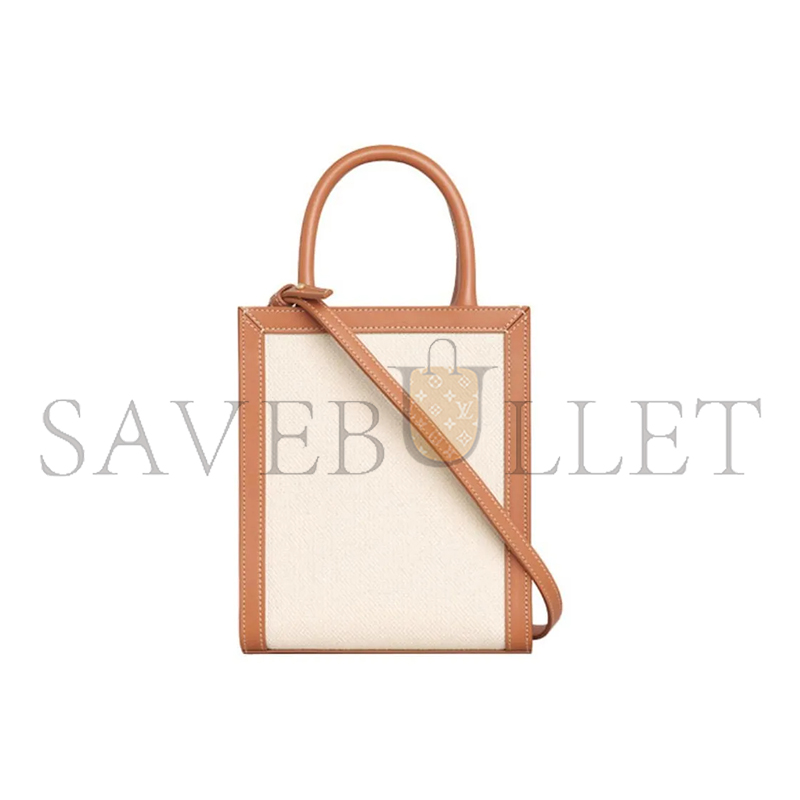 CELINE MINI TOTE IN CABAS SULKY PRINTED FABRIC AND COWHIDE LEATHER 193302DCI.02NT (21*17*4cm)