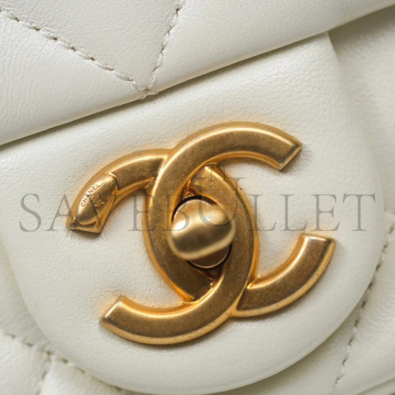 CHANEL MASTER DOUBLE PEARL ADJUSTABLE CHAIN FLAP BAG AS4861 (20.5*13*6.5cm)