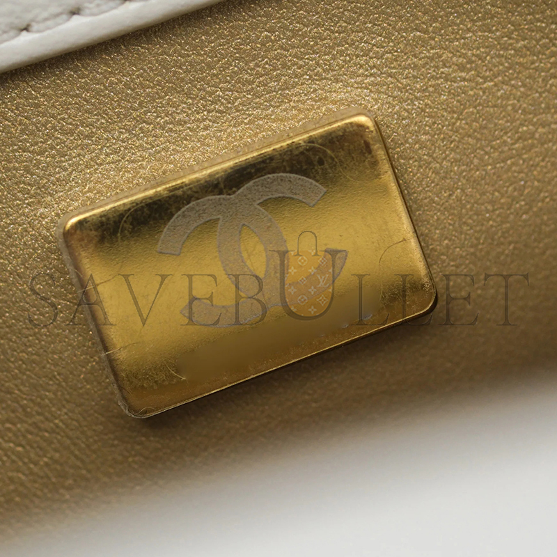 CHANEL MASTER DOUBLE PEARL ADJUSTABLE CHAIN FLAP BAG AS4861 (20.5*13*6.5cm)