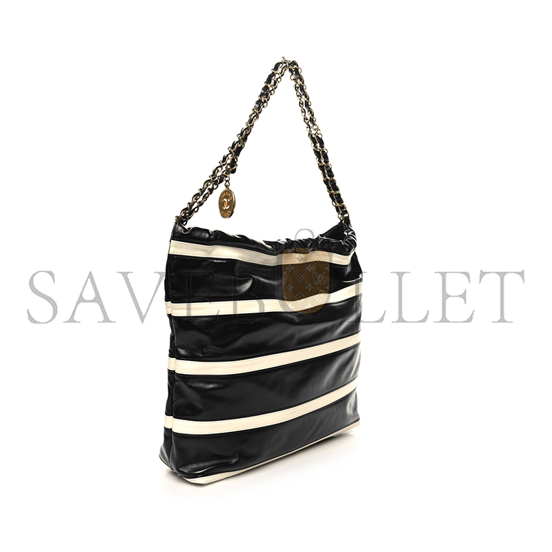CHANEL MASTER SHINY CALFSKIN STRIPED 22 SMALL HANDBAG AS3260 (37*35*7cm)