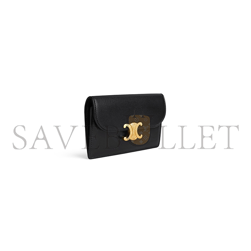CEINE LONG CARD HOLDER WITH FLAP TRIOMPHE IN SHINY CALFSKIN 10P073DPV.38NO (13*8*1cm) CEINE LONG CARD HOLDER WITH FLAP TRIOMPHE IN SHINY CALFSKIN 10P073DPV.38NO (13*8*1cm)