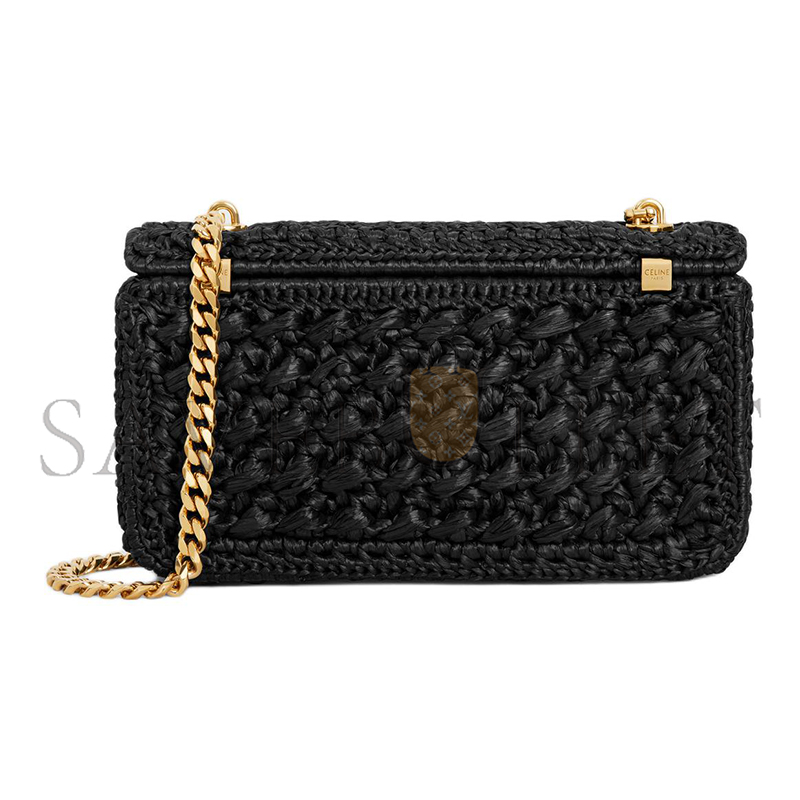 CELINE CHAIN SHOULDER BAG CLAUDE IN RAFFIA EFFECT TEXTILE 112252ETU.38NO (20.5*11.5*4)