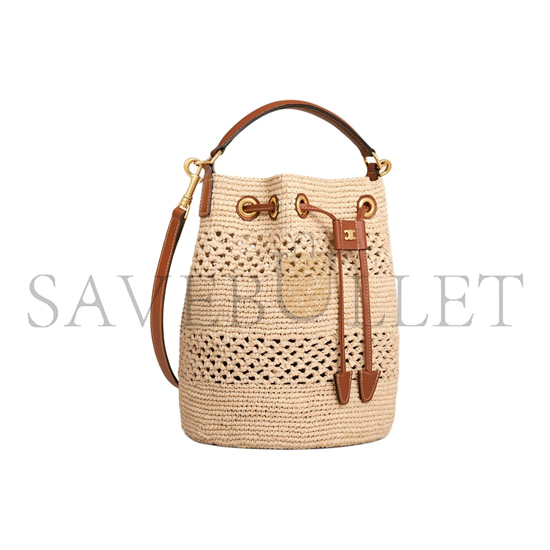 CELINE BUCKET BAG IN CLARA PLANT MATERIALS AND COWHIDE 117862FX8.04LU (25*23*20cm)