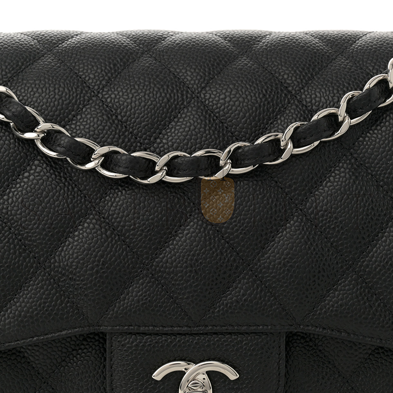 CHANEL MASTER CAVIAR QUILTED JUMBO DOUBLE FLAP BLACK 1633607 (30*20*10cm)