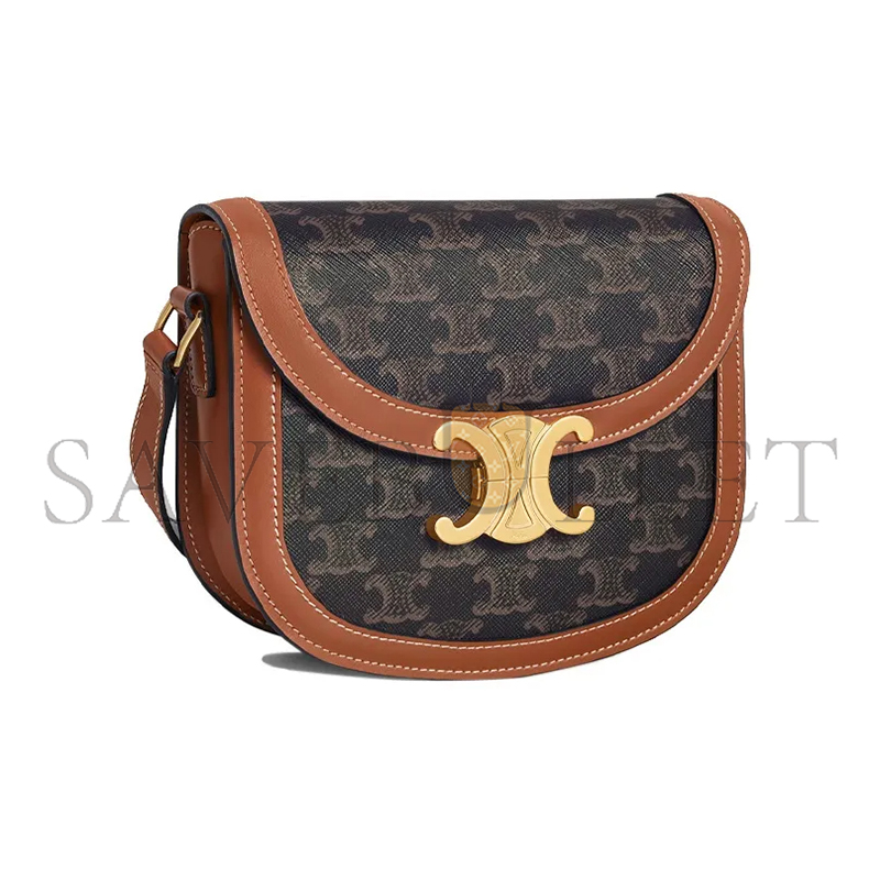 CELINE SHOULDER BAG IN TEEN BESACE TRIOMPHE PRINTED COWHIDE LEATHER 110962BZ4.04LU (18.5*16*6cm)