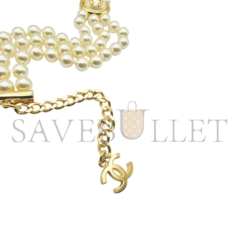 CHANEL CC FAUX PEARL GOLD CHOKER ABE253