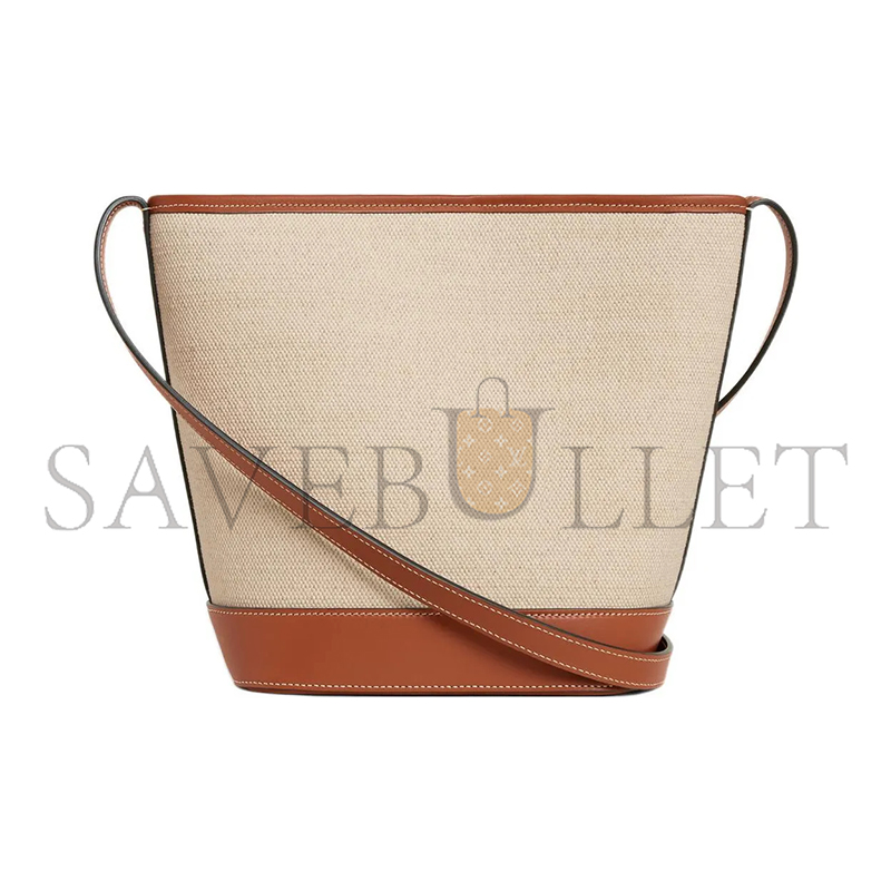 CELINE SMALL BUCKET BAG IN CUIR TRIOMPHE CANVAS AND COWHIDE 198242EFL.02NT (30*22*13cm)