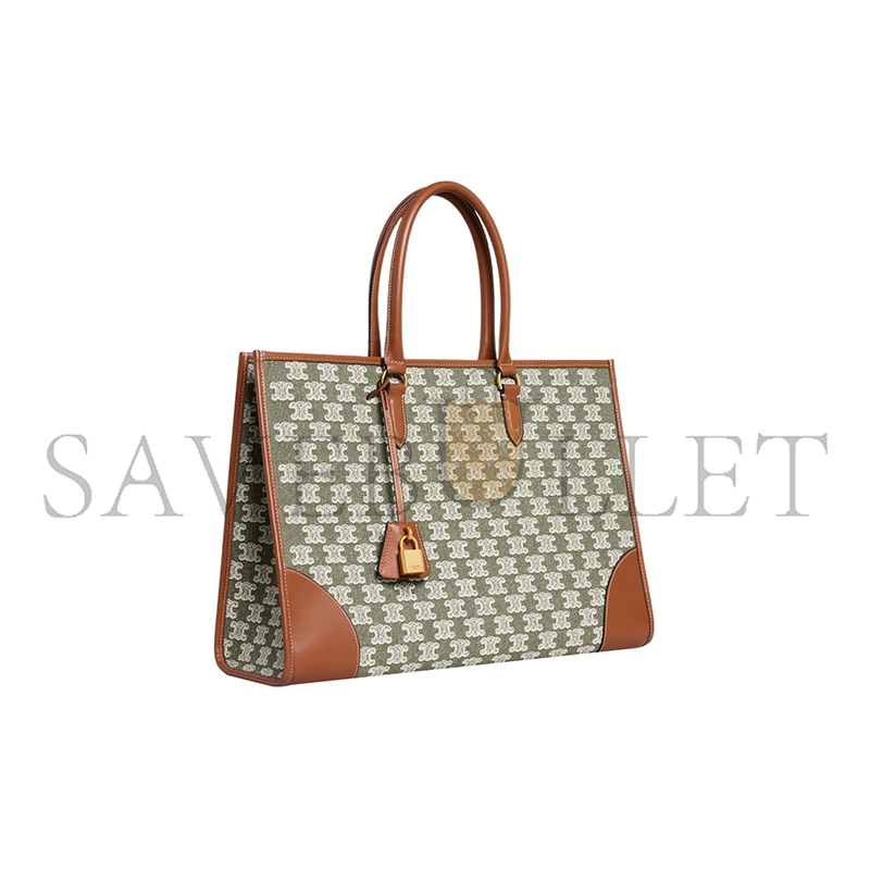 CELINE TOTE IN CABAS CANVAS AND CALFSKIN 197002CS8.15KH (43*31*15cm)