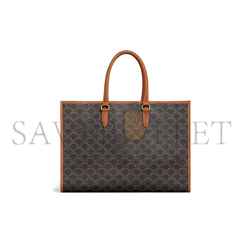 CELINE TRIOMPHE CANVAS CALFSKIN HORIZONTAL CABAS TAN 197912BZJ.04LU (43*30*10cm)