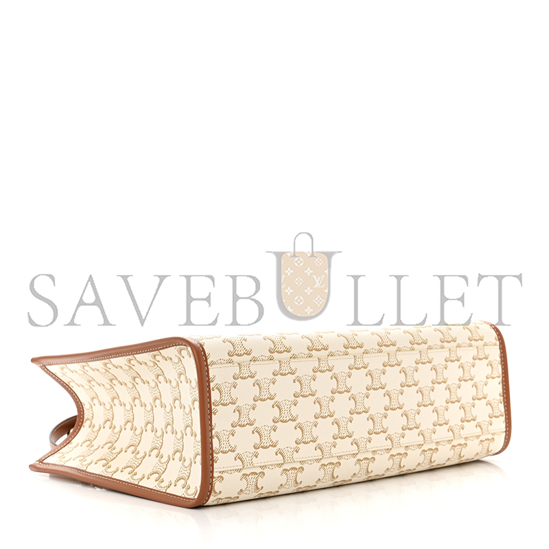 CELINE TRIOMPHE CANVAS CALFSKIN MINI HORIZONTAL CABAS WHITE 199742BZJ.04LV (34*23*12.5cm)