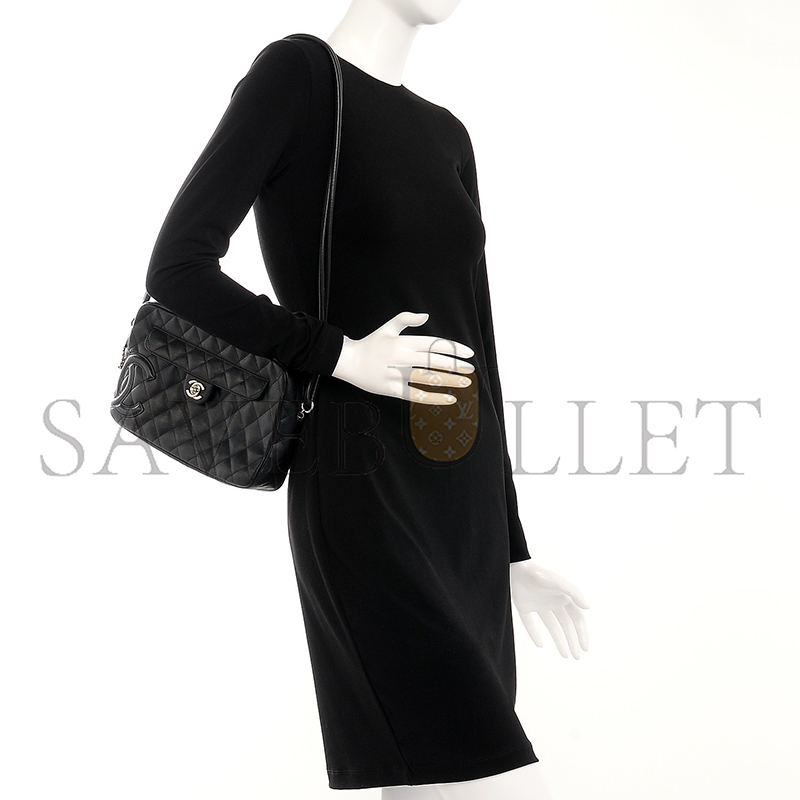 CHANEL CALFSKIN QUILTED CAMBON CAMERA CASE BLACK 222459 (27*16.5*6cm)