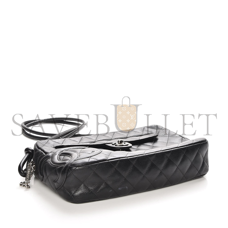 CHANEL CALFSKIN QUILTED CAMBON CAMERA CASE BLACK 222459 (27*16.5*6cm)