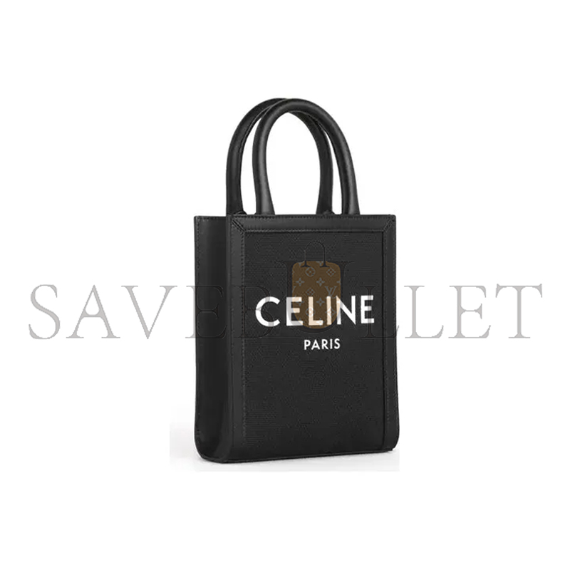 CELINE MINI TOTE IN CABAS TRIOMPHE CANVAS AND CALFSKIN 193302CSU.38NO (21*17*4cm)