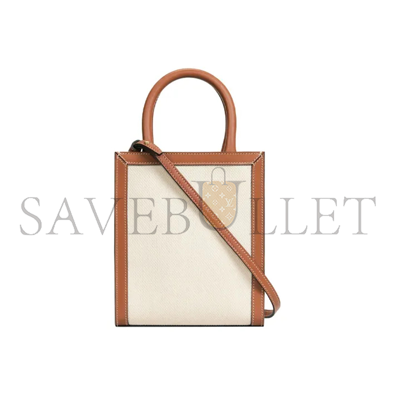 CELINE MINI TOTE IN CABAS TRIOMPHE CANVAS AND CALFSKIN 193302DHW.02NT (21*17*4cm)