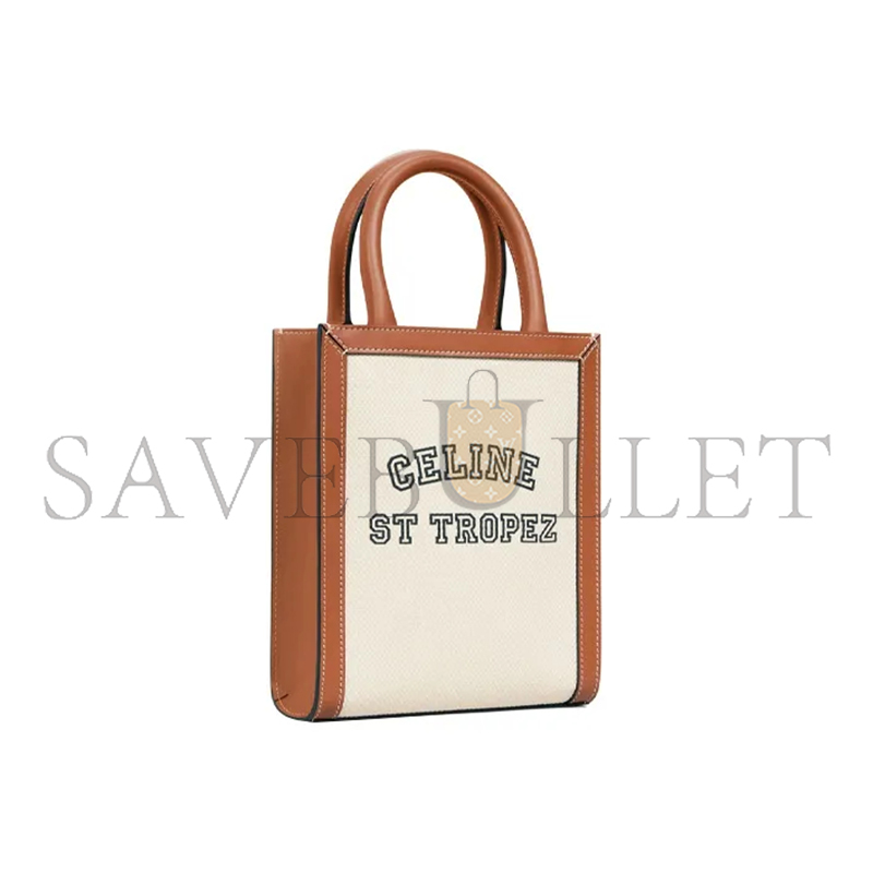 CELINE MINI TOTE IN CABAS TRIOMPHE CANVAS AND CALFSKIN 193302DHW.02NT (21*17*4cm)
