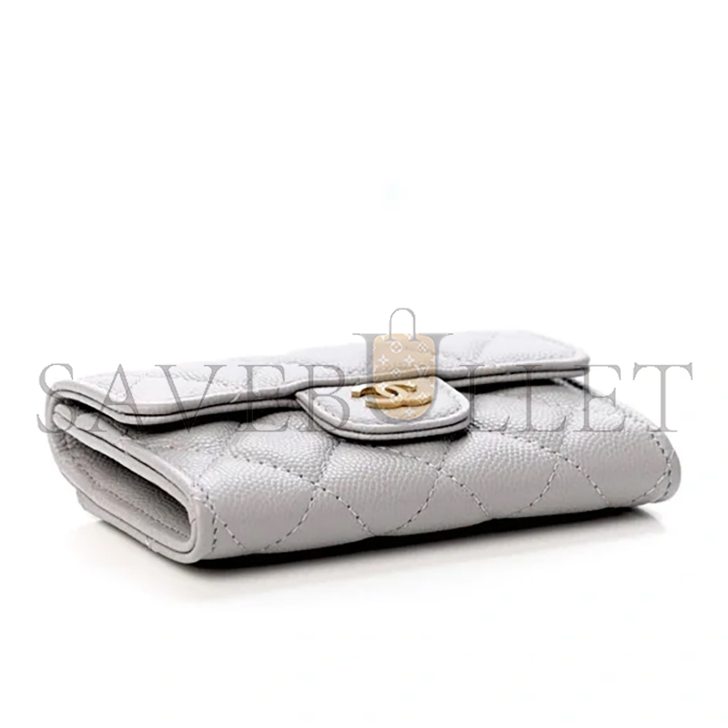 CHANEL CAVIAR QUILTED FLAP CARD HOLDER WALLET GREY AP0214 (11.3*7.5*2.5cm)