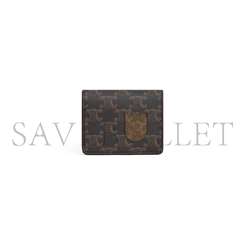 CELINE BUSINESS CARD HOLDER TRIOMPHE IN TRIOMPHE CANVAS AND LAMBSKIN 10N062DB7.04LU (10.5*8.5*3cm)
