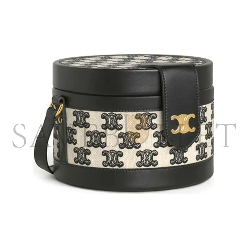 CELINE SHOULDER BAG TAMBOUR TRIOMPHE IN FABRIC AND COW LEATHER 195192CS8.38NO (17*17*12cm)