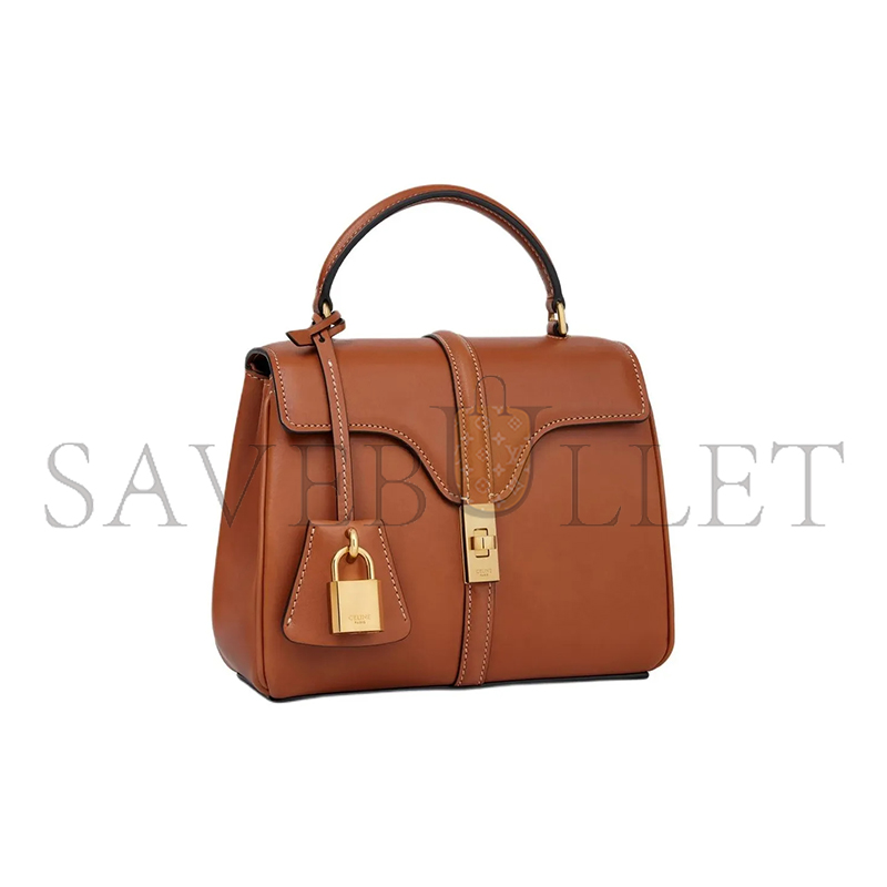 CELINE MINI 16 IN SATINATED CALFSKIN 197983BF9.03TN (17.5*14*7cm)