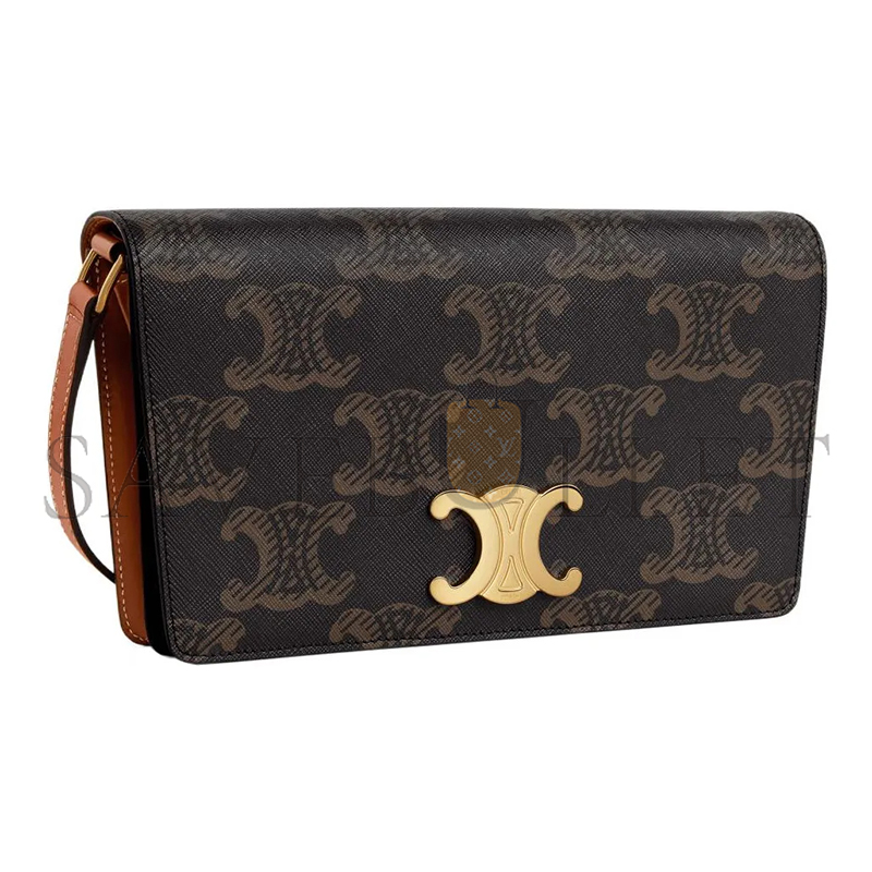 CELINE SHOULDER BAG IN TRAPEZE TRIOMPHE METAL SNAP CALFSKIN 199282EPP.04LU (26.2*14.5*2cm)