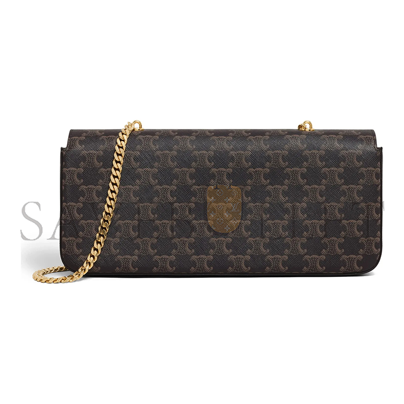 CELINE CHAIN SHOULDER BAG IN TRIOMPHE CANVAS CANVAS AND LAMBSKIN 197412DQW.04LU (33*13*5cm)