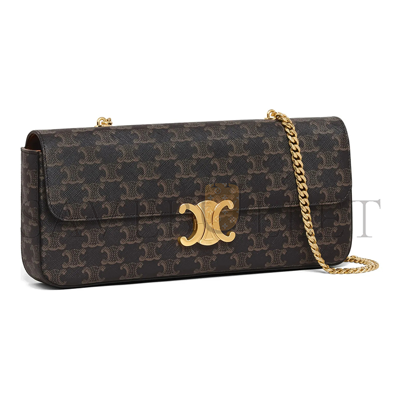 CELINE CHAIN SHOULDER BAG IN TRIOMPHE CANVAS CANVAS AND LAMBSKIN 197412DQW.04LU (33*13*5cm)