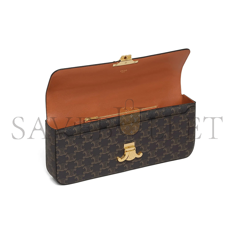 CELINE CHAIN SHOULDER BAG IN TRIOMPHE CANVAS CANVAS AND LAMBSKIN 197412DQW.04LU (33*13*5cm)