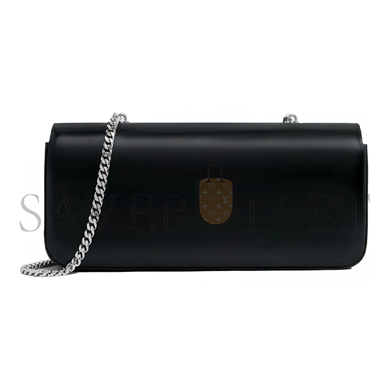 CELINE CHAIN SHOULDER BAG IN TRIOMPHE CANVAS GLOSSY CALFSKIN 197413BF4.38SI (33*13*5cm)