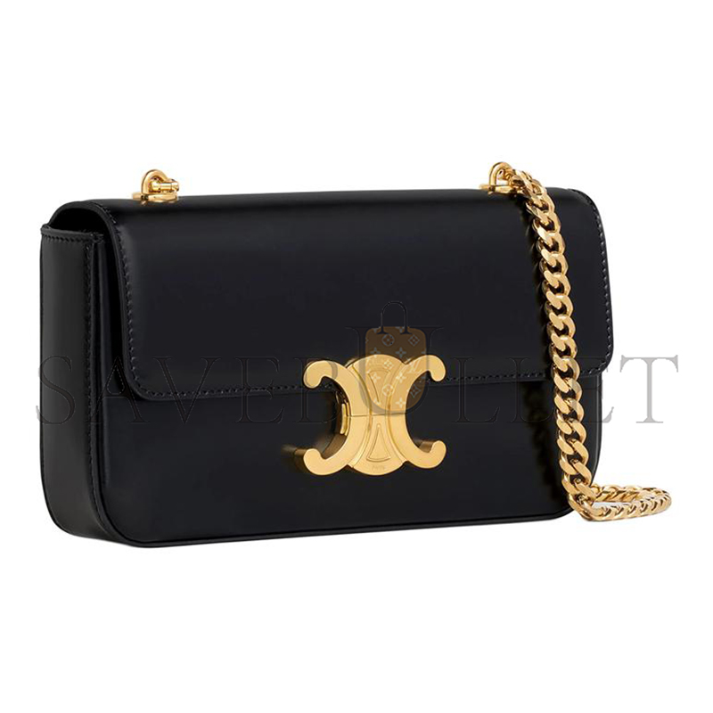 CELINE CHAIN SHOULDER BAG IN TRIOMPHE GLOSSY CALFSKIN 197993BF4.38NO (20.5*10.5*4cm)