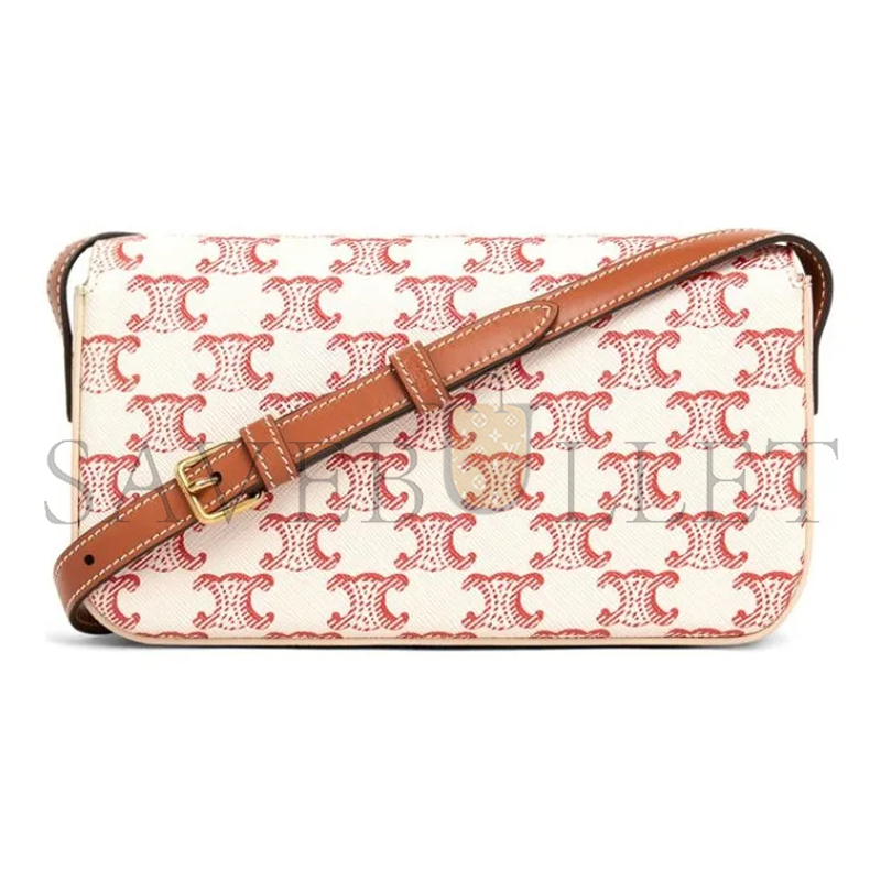 CELINE SHOULDER BAG CLAUDE IN TRIOMPHE CANVAS AND CALFSKIN 194142CUZ.27ED (20*10*4cm)