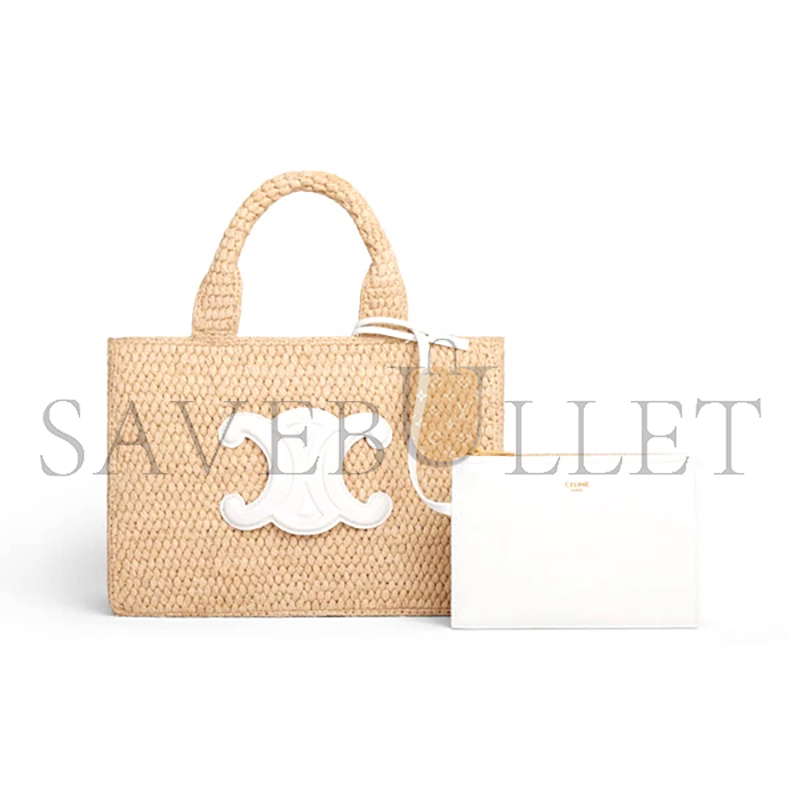 CELINE SMALL CABAS THAIS IN RAFFIA AND CALFSKIN 116302FF7.01BC (27*19*13cm)