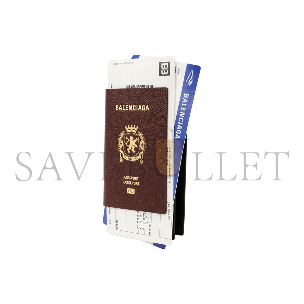 BALENCIAGA MEN'S PASSPORT LONG WALLET 1 TICKET IN PASSPORT DEEP RED 7877772AA3R6027 (21*12.4*2cm）