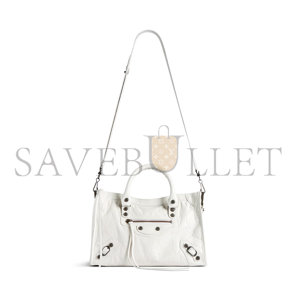 BALENCIAGA WOMEN'S LE CITY BAG SMALL IN WHITE 8114422ABEK9104 (29.9*19.1*9.9cm) BALENCIAGA WOMEN'S LE CITY BAG SMALL IN WHITE 8114422ABEK9104 (29.9*19.1*9.9cm)