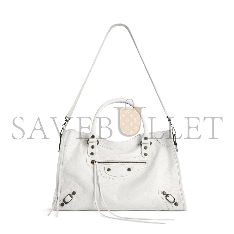 BALENCIAGA WOMEN'S LE CITY BAG MEDIUM IN OPTIC WHITE 7977862ABEK9104 (38*24*13cm) BALENCIAGA WOMEN'S LE CITY BAG MEDIUM IN OPTIC WHITE 7977862ABEK9104 (38*24*13cm)