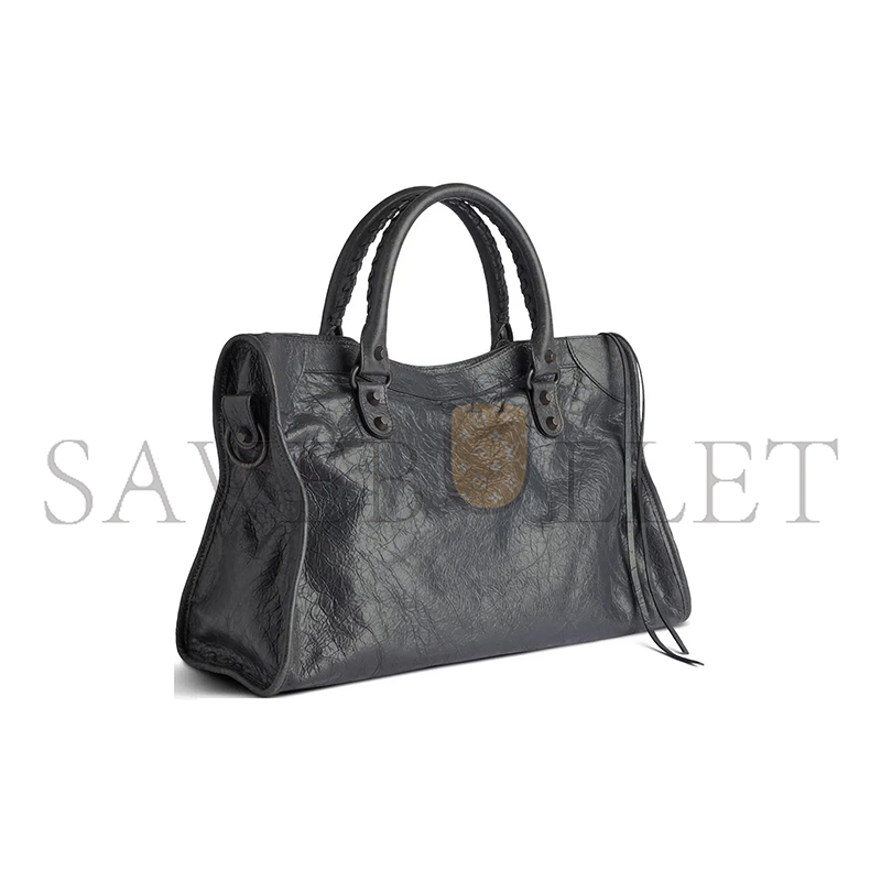 BALENCIAGA WOMEN'S LE CITY BAG MEDIUM IN VOLCANIC ROCK 8230582ABEK1251 (37*23.4*14.9cm)